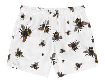 White Little Bee Swim Trunks