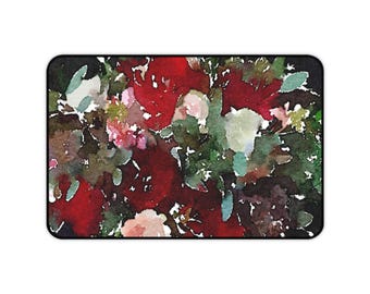 Foxglove- red black flowers watercolor Desk Mat on neoprene