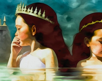 Sisters- original painting, framed - Acrylic on watercolor paper