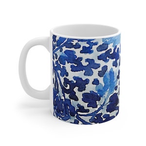 Porcelain - Blue + White Painting on a Mug 11oz
