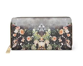 Winter Bloom watercolor  Zipper Wallet- faux leather, zipper, gift