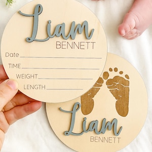 Birth Announcement Sign for Hospital, Baby Announcement Name Sign for Hospital, Name Plate Announcement, Newborn Sign, Footprint Sign Gift