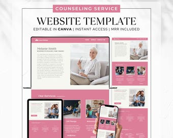 Canva Website Template, Mental Health & Wellness Coach, Counselor Landing Page (MRR)