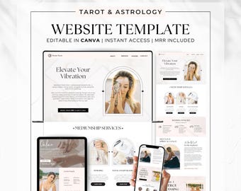 MRR Website Canva Template for Tarot, Astrology, and Spiritual Coaches, Reiki Practitioner Website, Energy Healing, Self Improvement, Resell