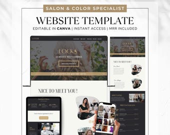 Salon Website Template | Canva Editable, Hair Stylist Landing Page (Digital Download)