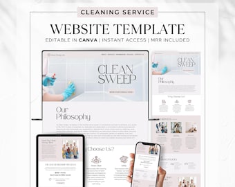Cleaning Service Website Template, Canva Editable, Modern Design