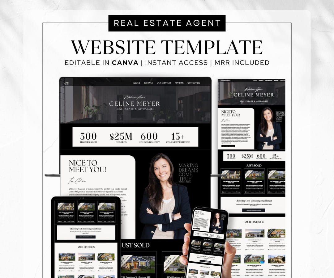 Realtor Website Template, Modern Real Estate Agent Landing Page (canva ...