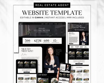 Realtor Website Template, Modern Real Estate Agent Landing Page (Canva PLR, Digital Download