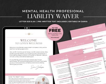 Editable Liability Waiver Template for Counselors, Client Intake Forms (A4/US Letter)