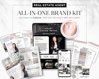 MRR Resell Realtor Brand Kit, Real Estate Agent Website Canva Template for Agents, New Home Buyer Guide and Property Listings Social Media