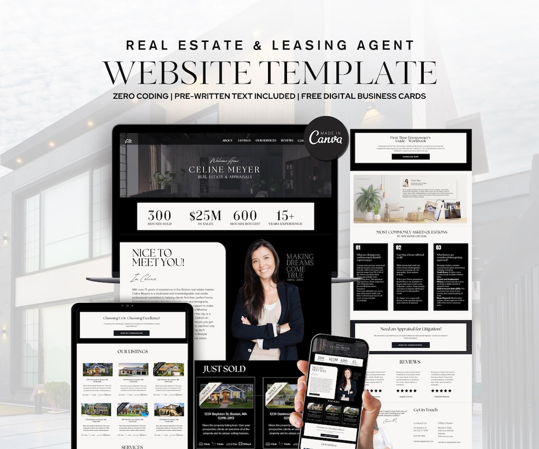 Canva Real Estate Website Template for Agents and New Homeowner Guide ...