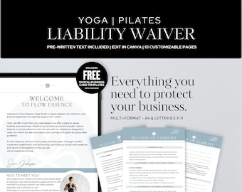 Yoga Pilates Liability Waiver Template, Group Fitness Instructor (Canva)