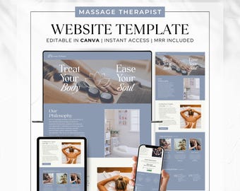 Canva Website Template for Massage Therapy Clinic, Editable Template for Spa Business Landing Page, for PT MRR PLR Resell, Digital Business
