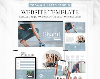 Yoga Studio Website Template, Customizable Canva Design (Digital Download, Resell Rights)