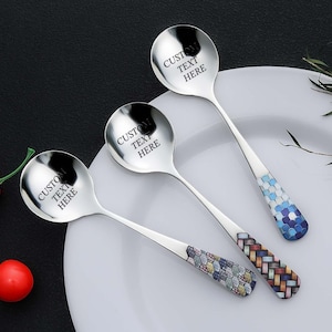 Op maat gemaakte gegraveerde stalen soeplepel: een leven lang samen genieten van soep (11e verjaardag)