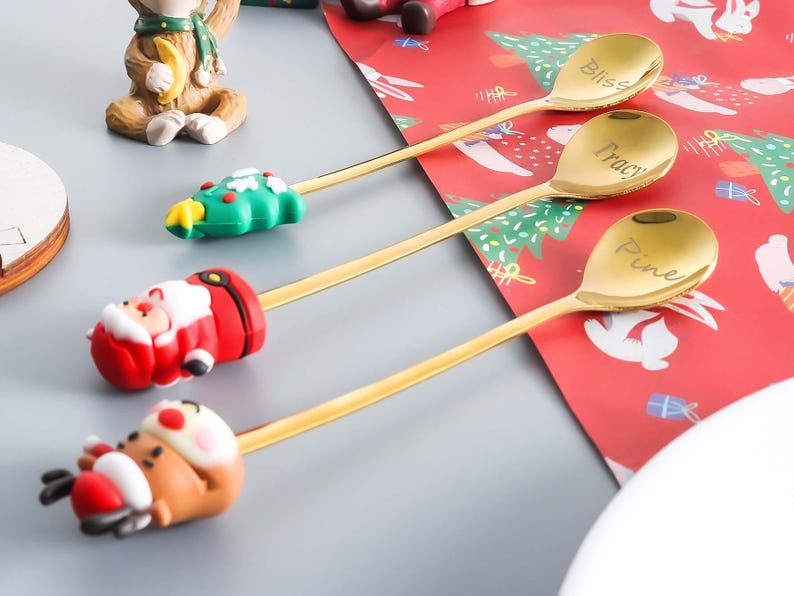 Santa Spoon Personalized Christmas Stainless Steel Spoon,ice Cream Spoon Set ...