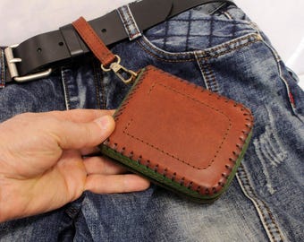 Handmade  Zipper  Leather Wallet – RFID Blocking Card Holder, Mini Wallet for Daily Carry