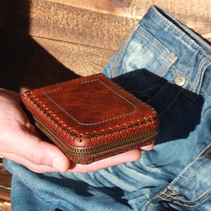 Men zipper wallet, Zip Around, RFID Protection, Belt Loop, Bifold Zipper