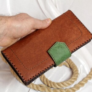 Leder Bifold lange Brieftasche, Frauen Brieftasche Unisex Design, lange hatte made Brieftasche