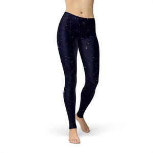 Leggings neri Cosmos Galaxy, stampa integrale, celeste, spazio, stelle, cosmico, astrologia, pantaloni da yoga, allenamento carino