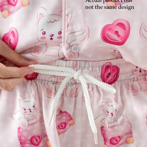 Boho Easter Bunny Satin Pajama Set | Women's Short Sleeve Sleepwear (Polyester) image 13