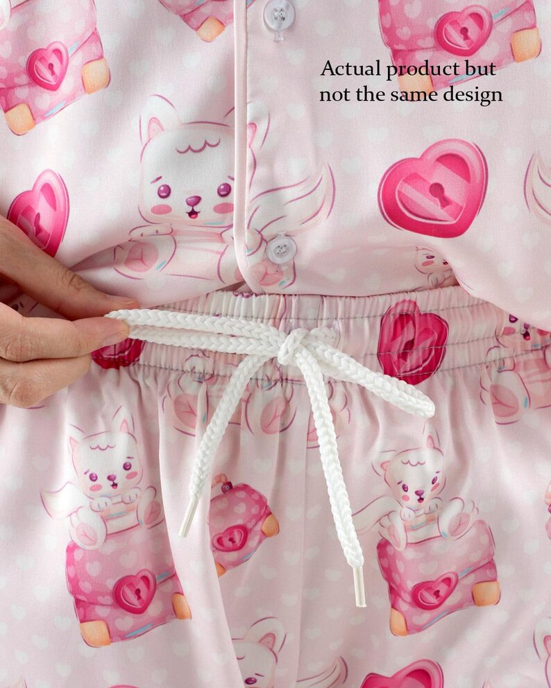 Boho Easter Bunny Satin Pajama Set | Women's Short Sleeve Sleepwear (Polyester) image 13