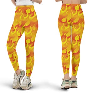 Hot Flames Fire Leggings, All Over Print, Fire Print, Flame Leggings, Yoga Pants, Cute Workout, Fire Pattern, Gift for Her