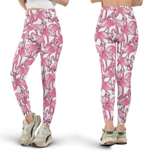 Flamingo Leggings, Pink Flamingo Leggings, Tropical Leggings, Cute Animal Leggings, All Over Print Leggings, Women&#39;s Leggings, Plus Size