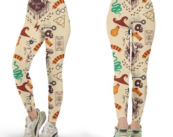Marauders Map Leggings, Fantasy Adventure Yoga Hose, Zauberwelt Pergament Print Strumpfhose, Magisch Ästhetische Activewear, Einzigartiges Geschenk