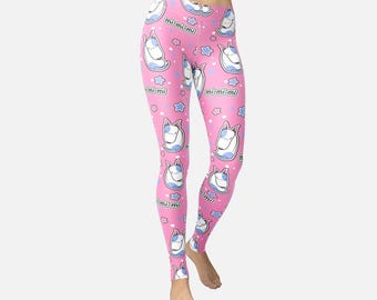Bull Terrier Print Leggings, Dog Lover Yoga Pants, Cute Canine Pattern Graphic Tights, Whimsical Pet Aesthetic Activewear