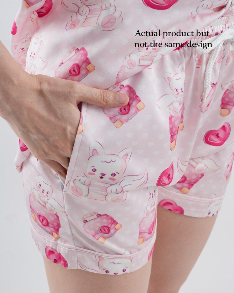 Boho Easter Bunny Satin Pajama Set | Women's Short Sleeve Sleepwear (Polyester) image 12