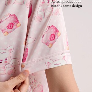 Boho Easter Bunny Satin Pajama Set | Women's Short Sleeve Sleepwear (Polyester) image 14