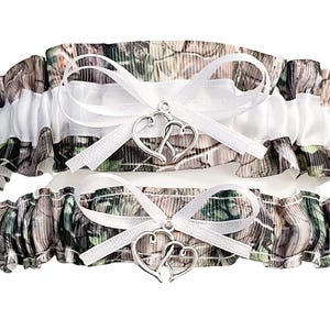 Hot Pink Satin Camouflage Wedding Bridal Garter Set
