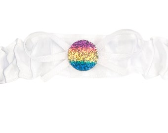 SEXY White Satin Wedding Tossing Demi Bridal Garter - Pansexual Circle Charm