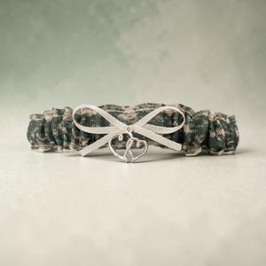 Digital Camouflage Camo Ivory Satin Wedding Bridal Toss Tossing Garter - Double Heart Charm