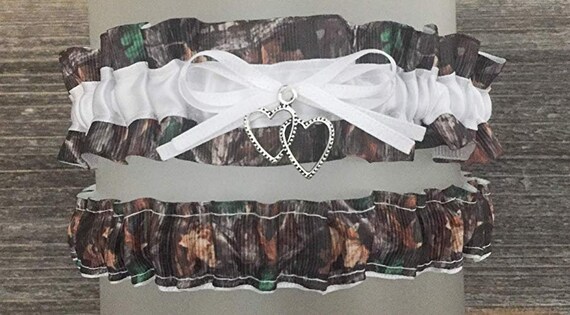 Sexy Dark Camouflage White Satin Camo Wedding Bridal Garter Etsy