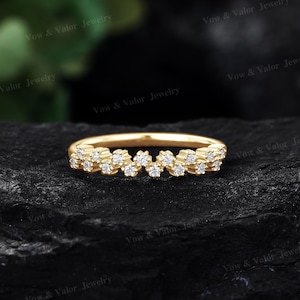 Dainty 14k Gold Cluster Ring: Moissanite Promise Ring