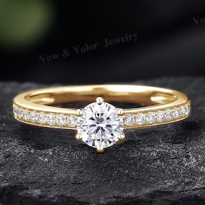 1.5 CT Moissanite Engagement Ring: 18k Solid Gold Solitaire Promise Ring