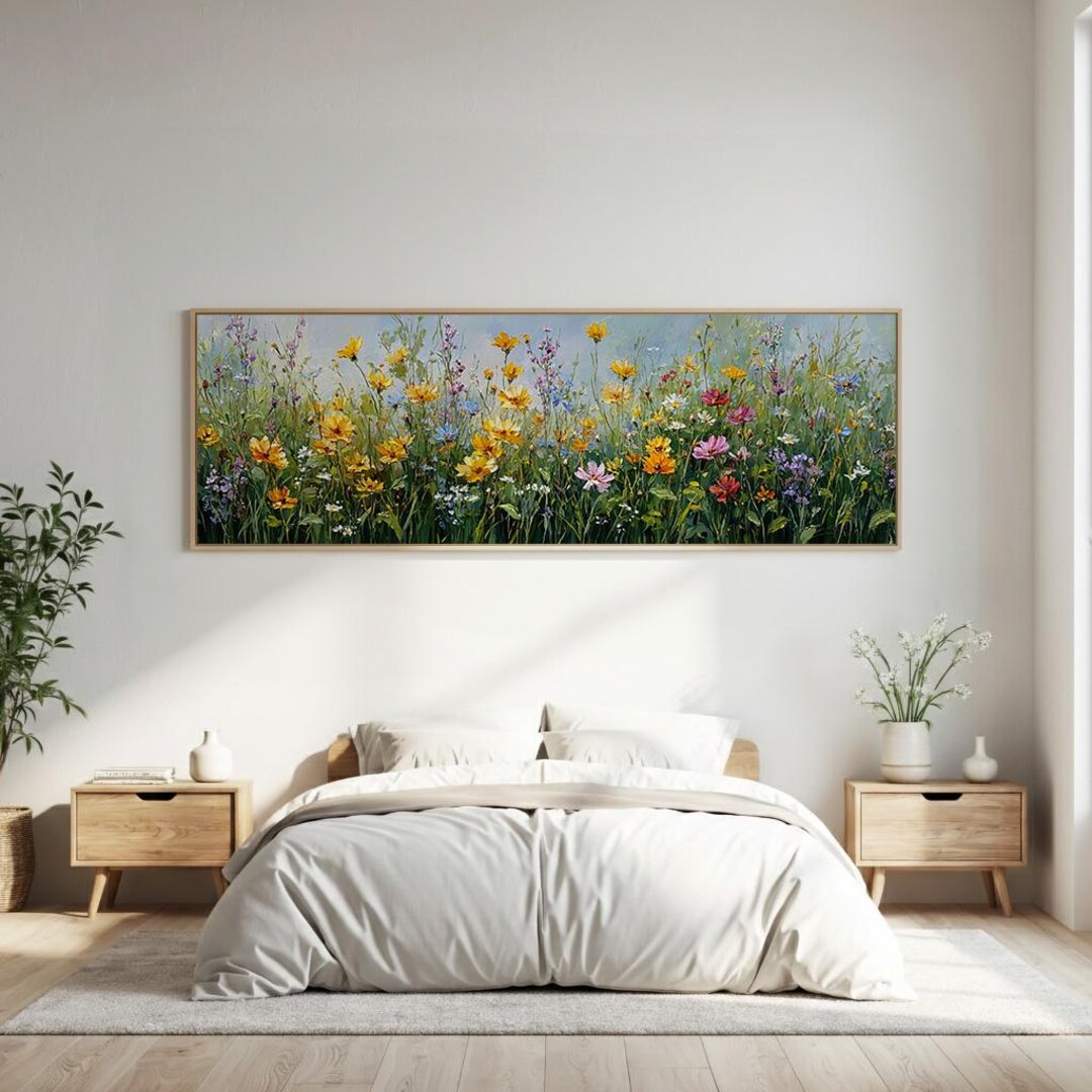 Wildflower Meadow Wall Art Print, Colorful Spring Floral Field, Soft ...