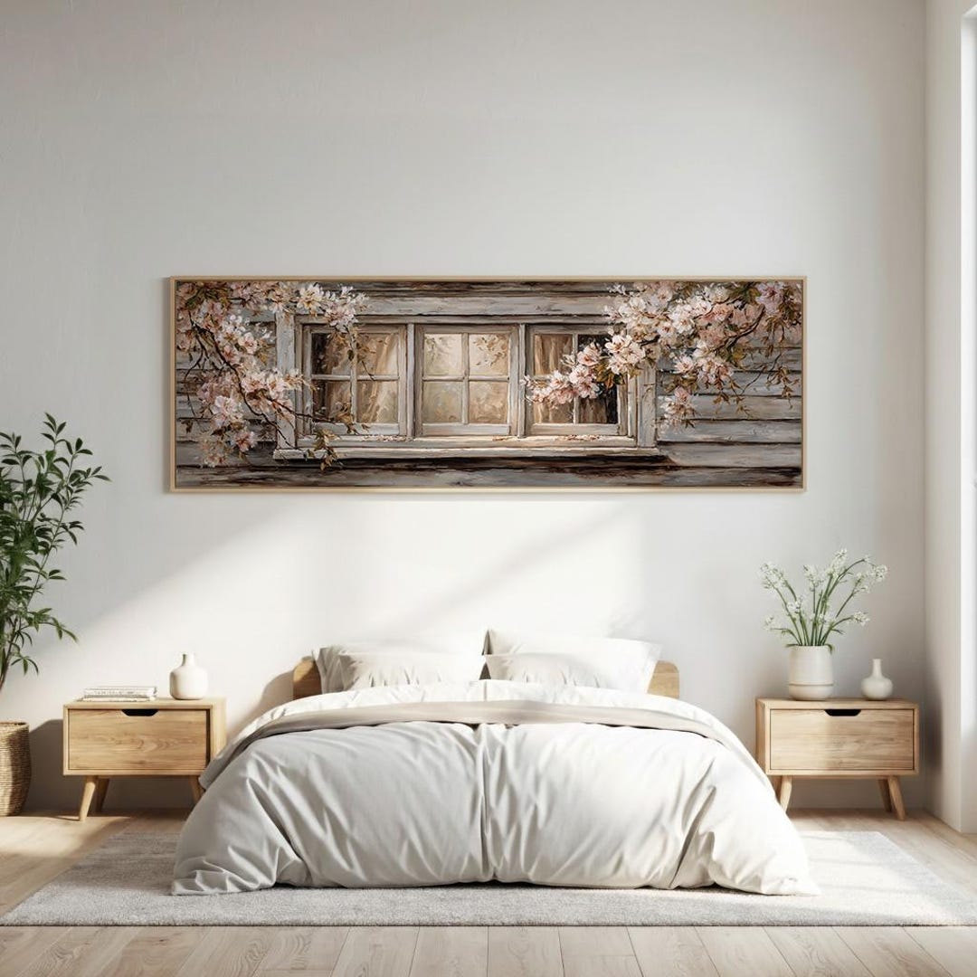 Floral Window Cottage Wall Art Print, Vintage Farmhouse Flower Painting ...