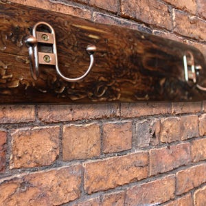 Rustic Coat Rack Wall Mount – Reclaimed Wood Entryway Organizer with 3 Vintage Hooks -  Hat, Towel Rack - Mudroom Storage