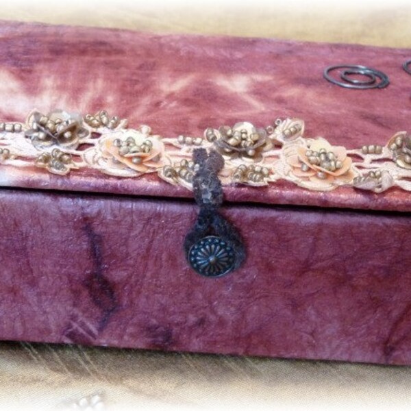 Jewelry Keepsake Treasure  Cigar Box Elegantly Hand Embellished in the USA