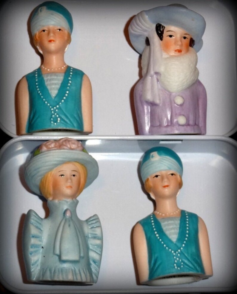 4 Vintage 1980's Avon Porcelain Thimbles Fashion Women Etsy
