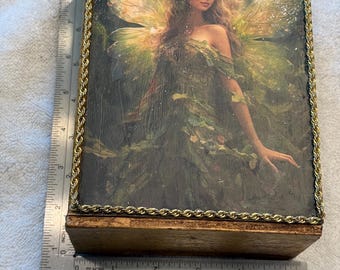 Fairy Keepsake, trinket, jewelry, box, altered cigar box