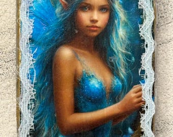 Turquoise Fairy Keepsake Trinket Altered tin box