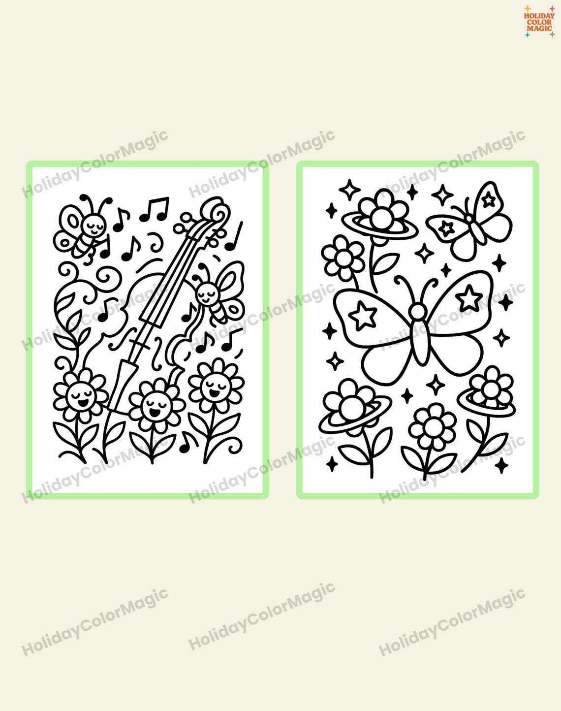 Butterfly Garden Coloring Pages for Adults and Kids – Floral Nature ...