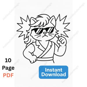 Cinematic Cat Coloring Pages | 10 Printable Sheets | Cozy Cat Art for Kids & Adults | Digital Download PDF A4 and Letter Size