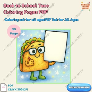 Back to School Taco Coloring Pages – Fun Food Theme for Kids Activities