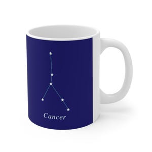 Taza de café con la constelación del zodiaco Cáncer, taza de astrología, regalo de constelación, taza de horóscopo, taza de café personalizada de Cáncer, regalos de astrología