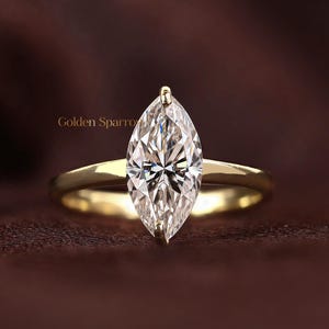 Marquise cut Lab Grown Diamond Ring, IGI Certified Marquise Engagement Ring, 1 to 3 CT Solitaire Diamond Ring for Women, Anniversary Gifts